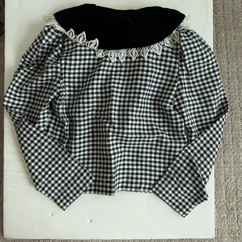 Vintage 90s Bonnie Jean Plaid Velvet Trimmed Skirt Set‎ Girls Size 10